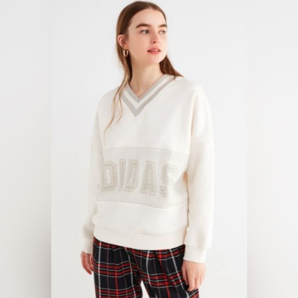 Adidas V-Neck Varsity Knit Sweatshirt